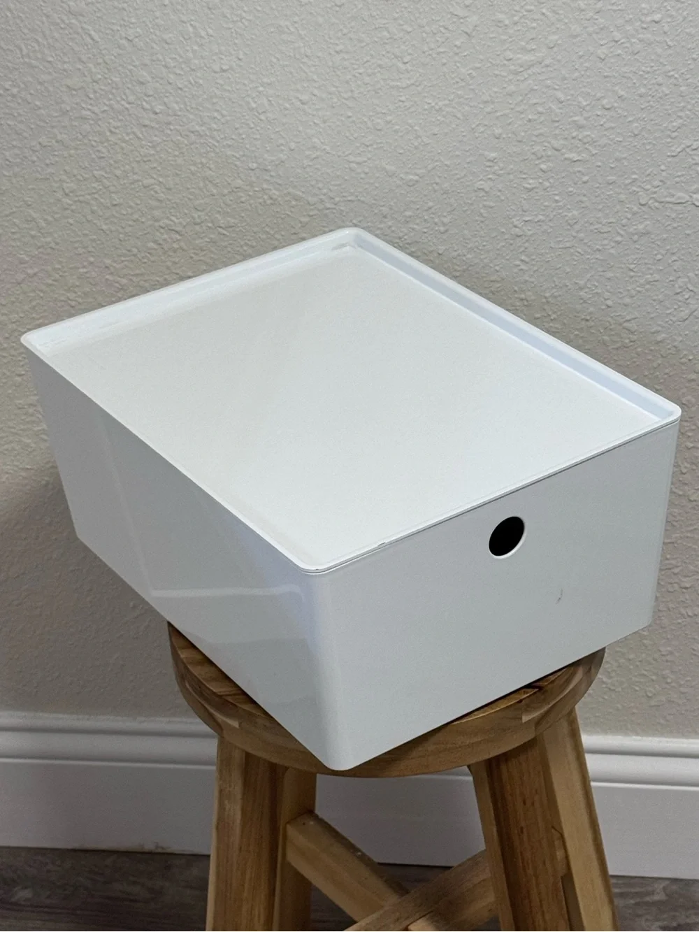 IKEA KUGGIS Storage Box with Lid White Minimalist Home Office Organizer